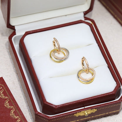 [Cadisa] TRINITY HALF DIAMOND  EARRINGS