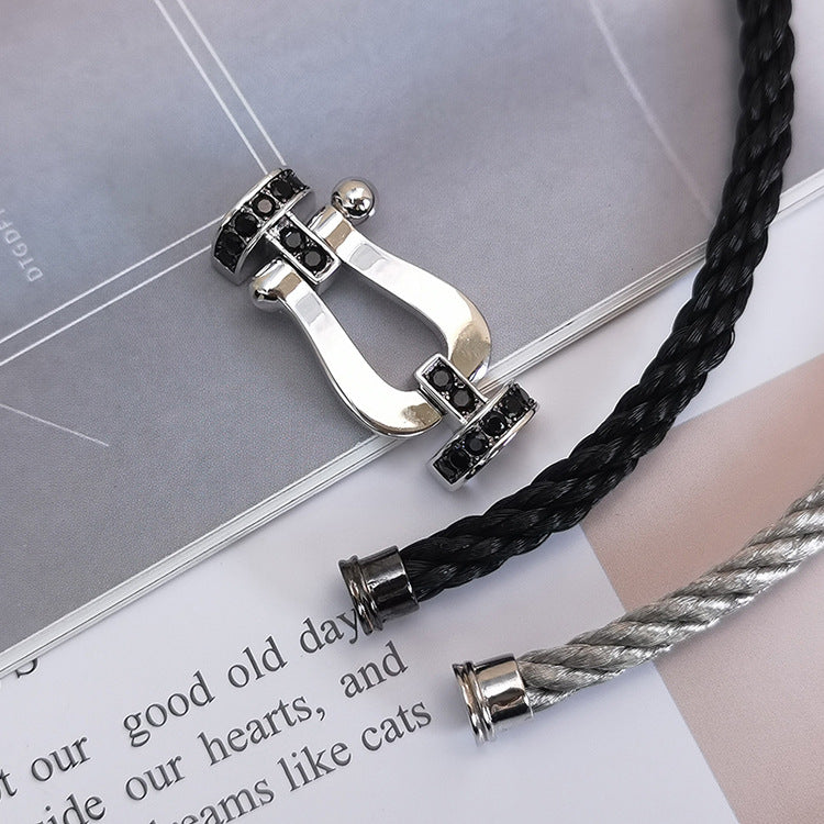 [Cadisa]FORCE LARGE HORSESHOE BLACK DIAMOND BRACELET SILVER