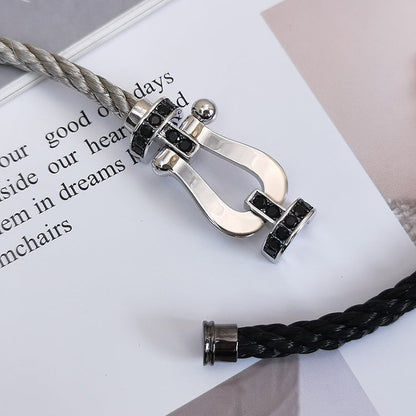 [Cadisa]FORCE LARGE HORSESHOE BLACK DIAMOND BRACELET SILVER