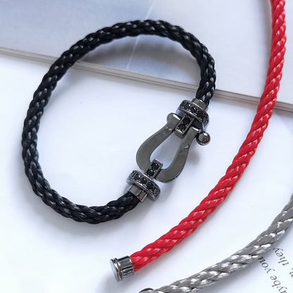 [Cadisa]FORCE LARGE SERIES HORSESHOE BLACK SAMURAI BRACELET