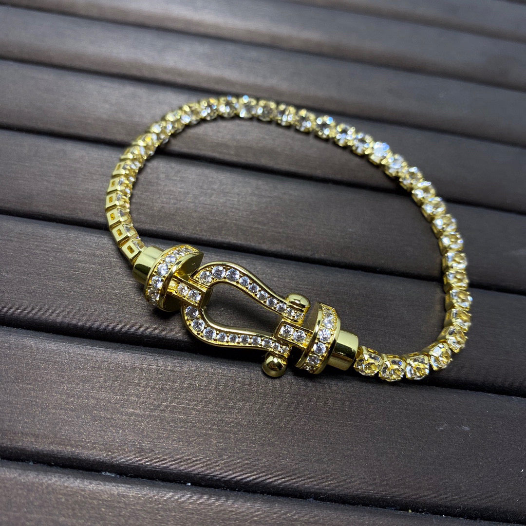 [Cadisa]FORCE  LARGE HORSESHOE FULL DIAMOND TENNIS BRACELET