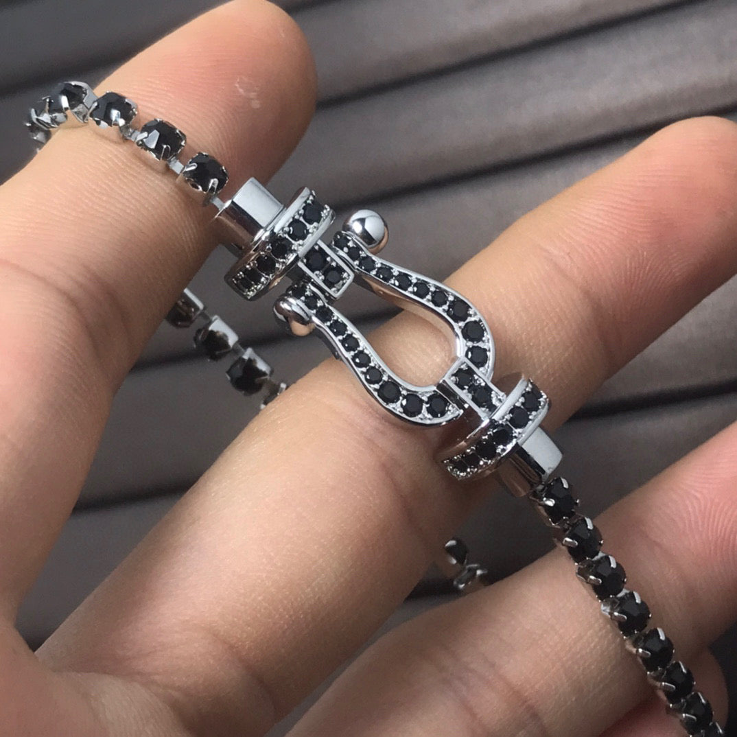 [Cadisa]FORCE  LARGE HORSESHOE FULL DIAMOND TENNIS BRACELET