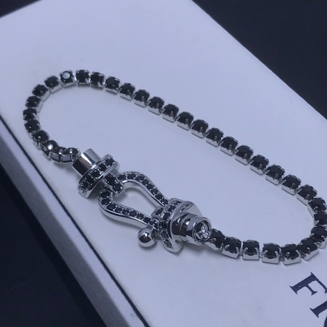 [Cadisa]FORCE  LARGE HORSESHOE FULL DIAMOND TENNIS BRACELET