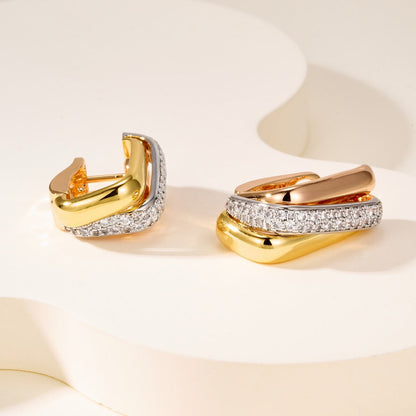 [Cadisa] TRINITY HALF DIAMOND  CUSHION EARRINGS