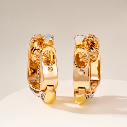 [Cadisa] TRINITY HALF DIAMOND  CUSHION EARRINGS