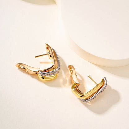 [Cadisa] TRINITY HALF DIAMOND  CUSHION EARRINGS
