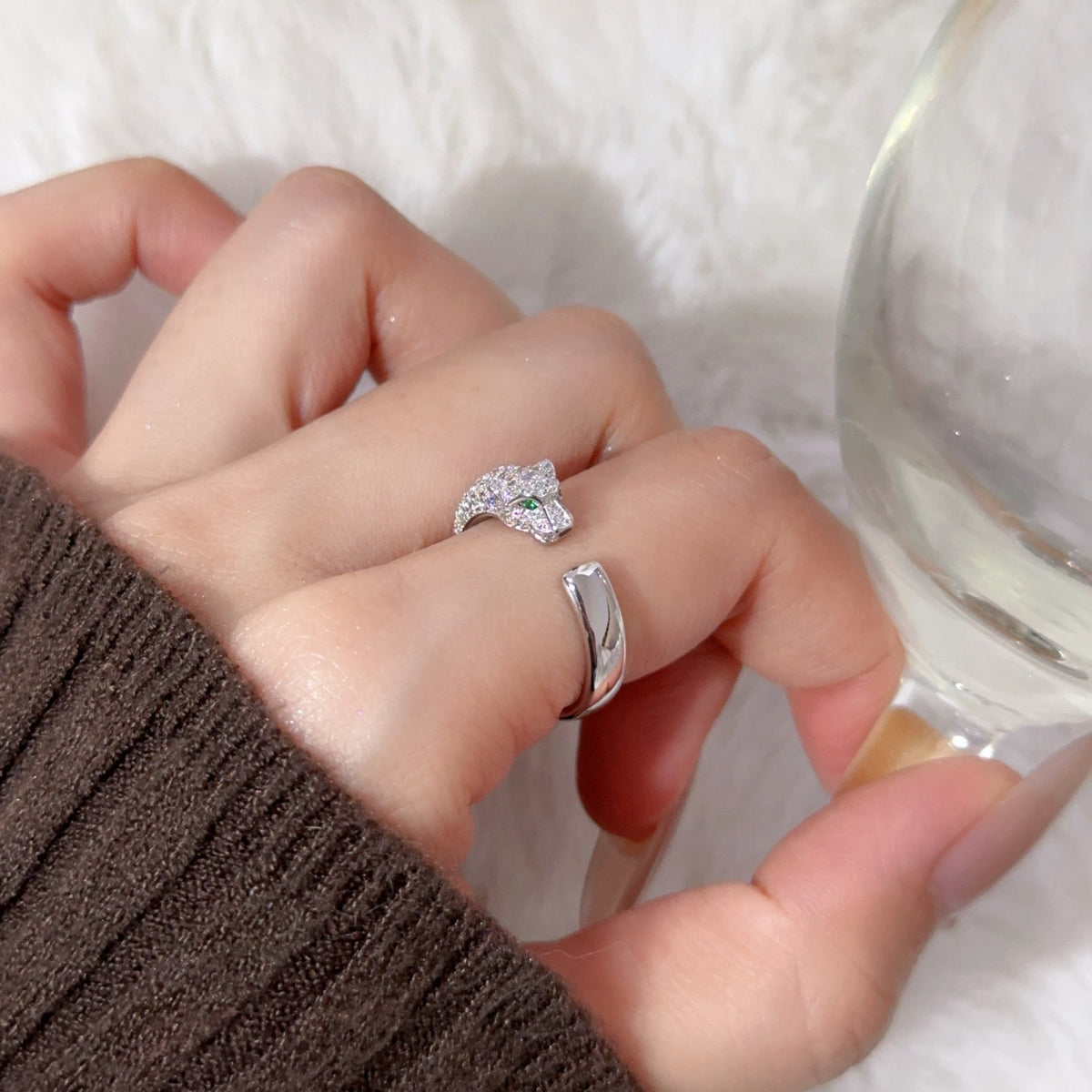 [Cadisa] PANTHERE HALF DIAMOND SMALL RING