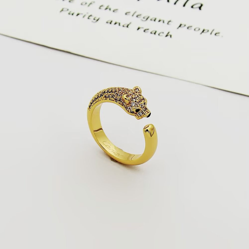 [Cadisa] PANTHERE HALF DIAMOND SMALL RING