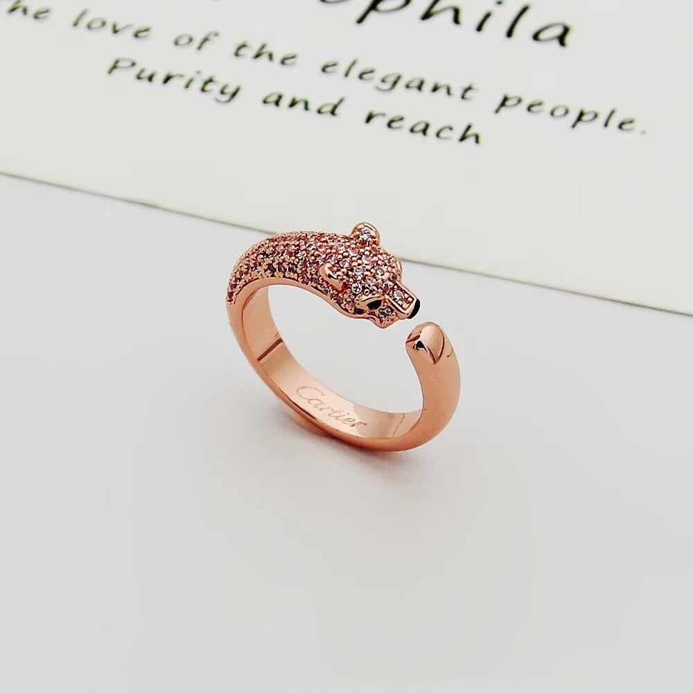 [Cadisa] PANTHERE HALF DIAMOND SMALL RING