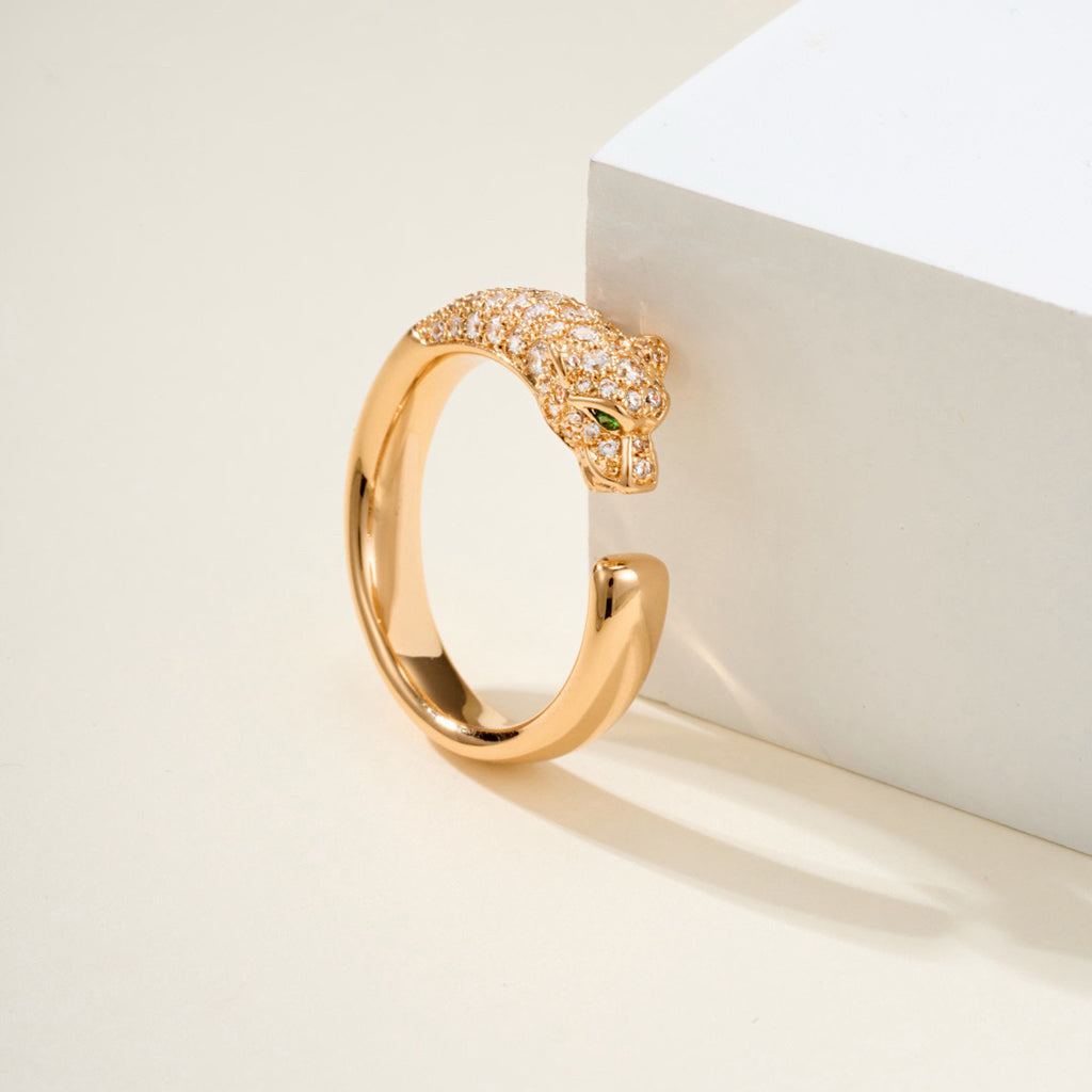 [Cadisa] PANTHERE HALF DIAMOND SMALL RING