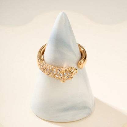 [Cadisa] PANTHERE HALF DIAMOND SMALL RING