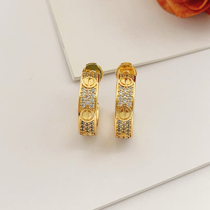 [Cadisa] LOVE 5.5MM DIAMOND PAVED EARRINGS