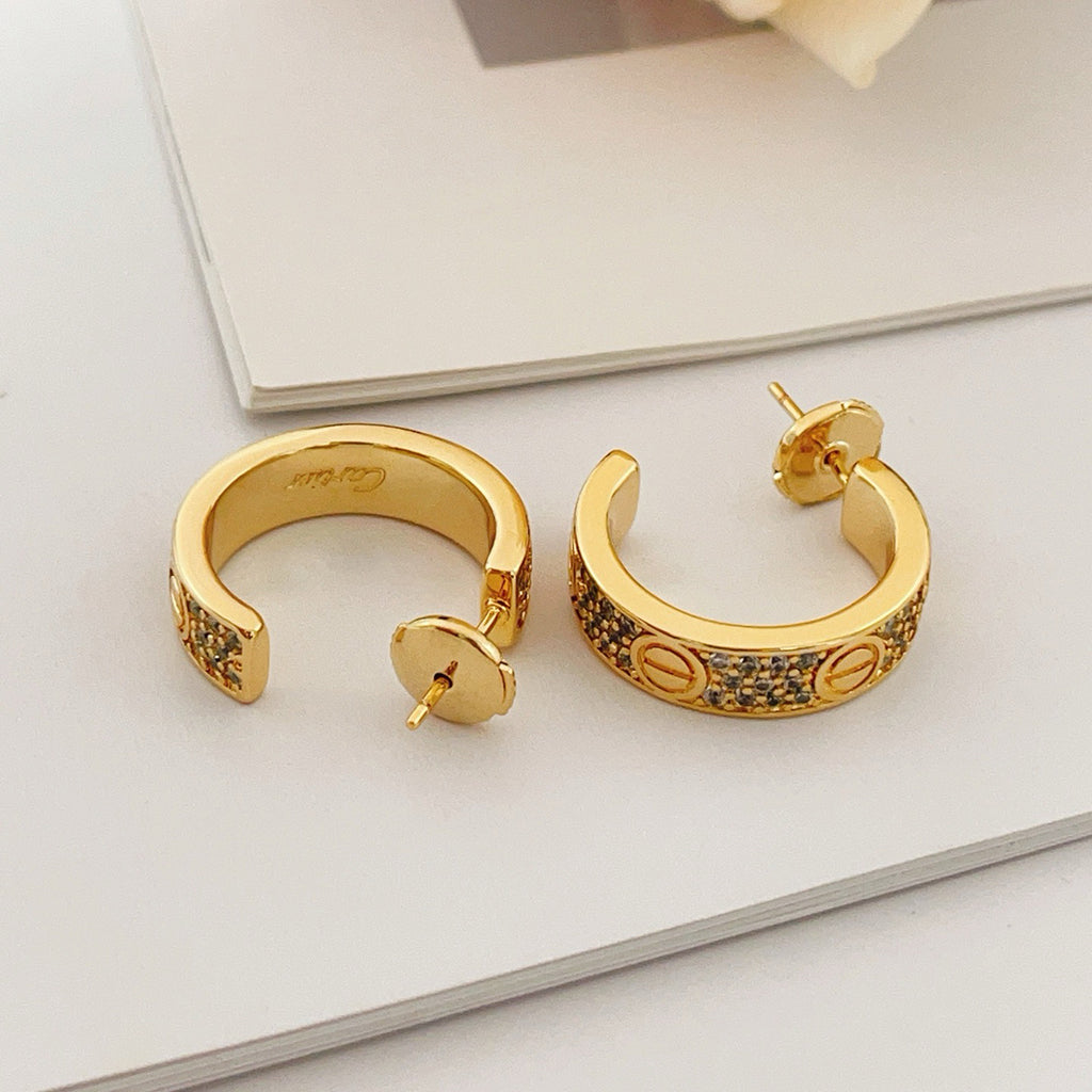[Cadisa] LOVE 5.5MM DIAMOND PAVED EARRINGS