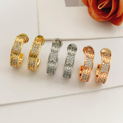 [Cadisa] LOVE 5.5MM DIAMOND PAVED EARRINGS