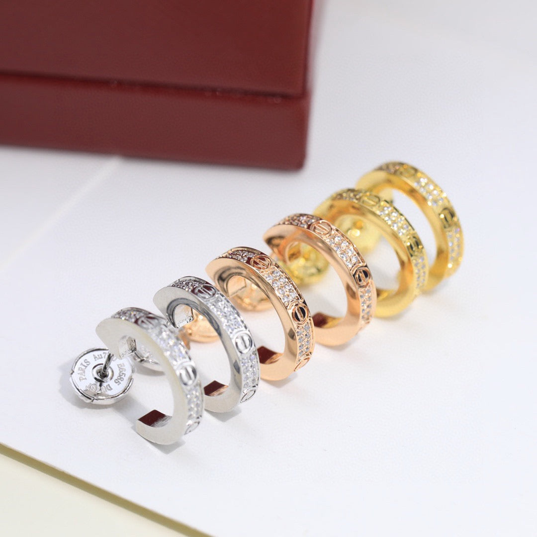 [Cadisa] LOVE 5.5MM DIAMOND PAVED EARRINGS