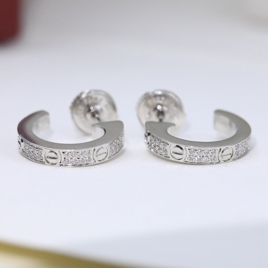 [Cadisa] LOVE 5.5MM DIAMOND PAVED EARRINGS