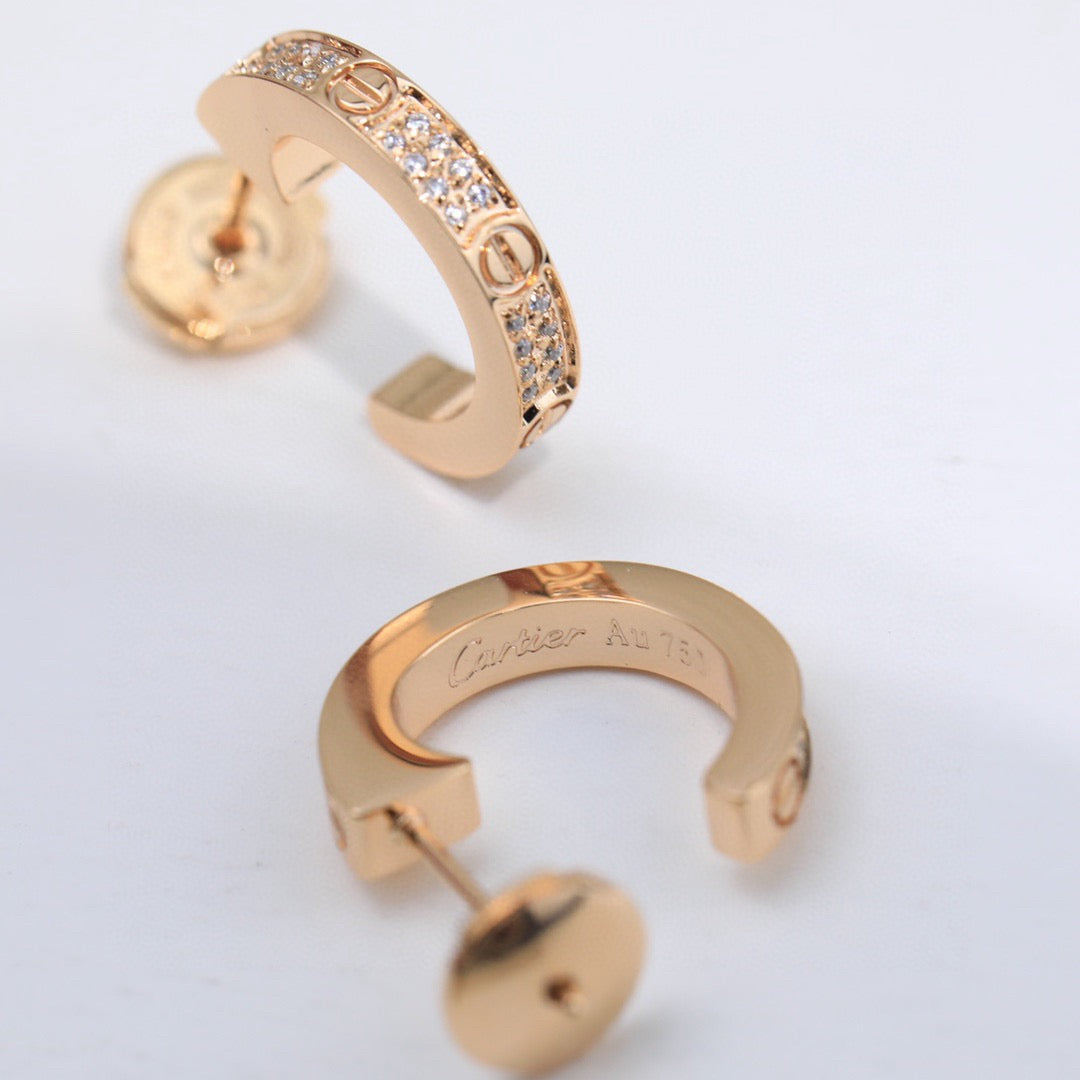 [Cadisa] LOVE 5.5MM DIAMOND PAVED EARRINGS