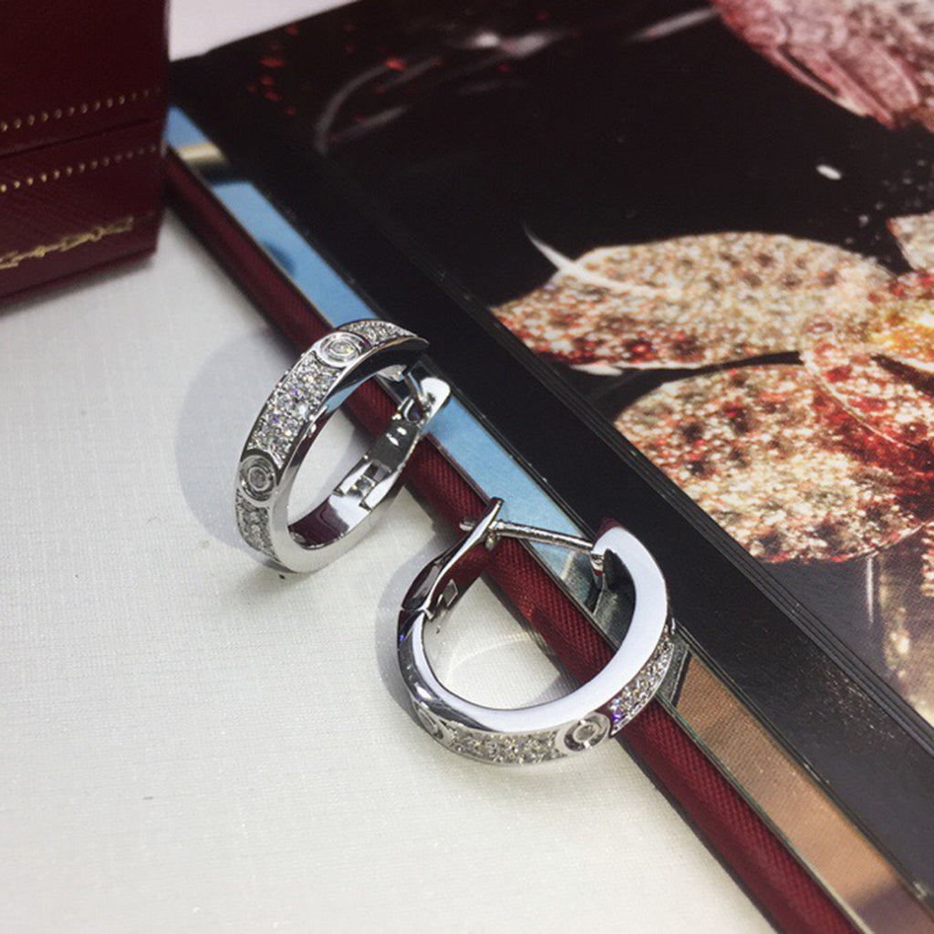 [Cadisa] LOVE 5.5MM DIAMOND PAVED EARRINGS