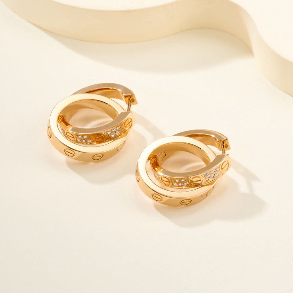 [Cadisa] LOVE 3.3MM DANGLE HALF DIAMOND EARRINGS