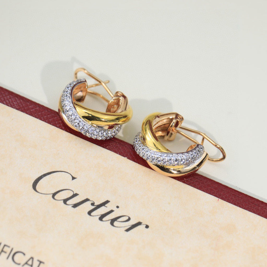 [Cadisa] TRINITY HALF DIAMOND  CLASSIC EARRINGS