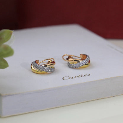[Cadisa] TRINITY HALF DIAMOND  CLASSIC EARRINGS