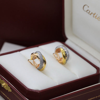 [Cadisa] TRINITY HALF DIAMOND  CLASSIC EARRINGS
