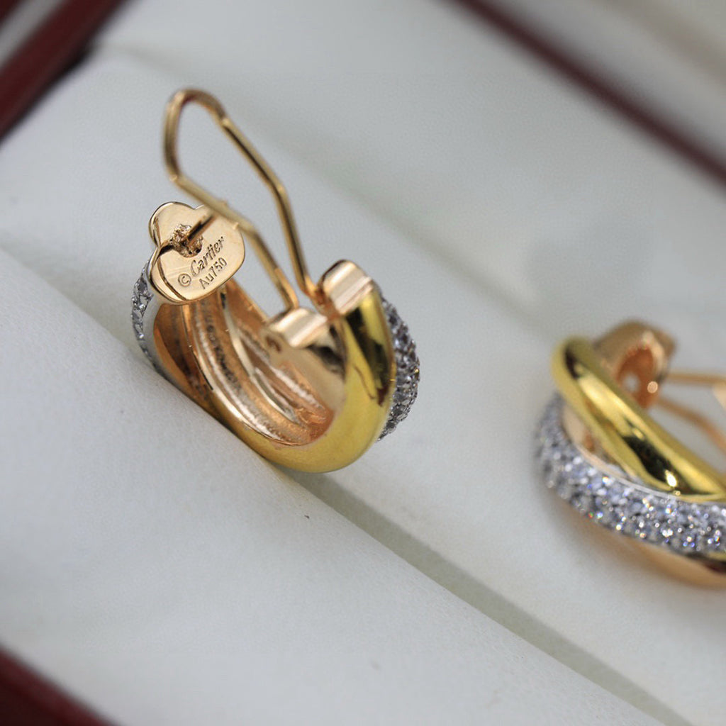 [Cadisa] TRINITY HALF DIAMOND  CLASSIC EARRINGS