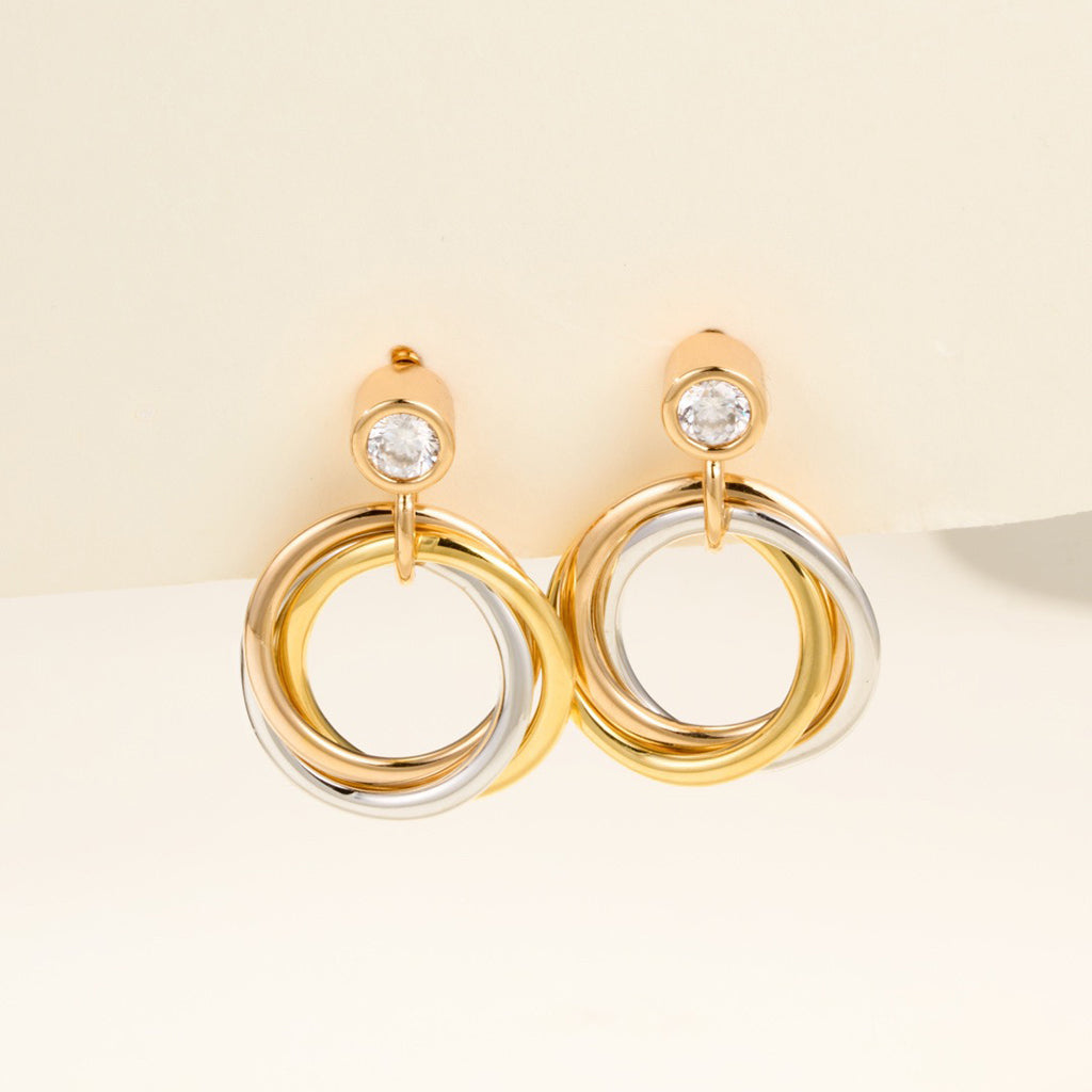[Cadisa] TRINITY ON DIAMOND  EARRINGS