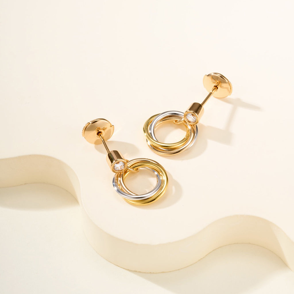 [Cadisa] TRINITY ON DIAMOND  EARRINGS