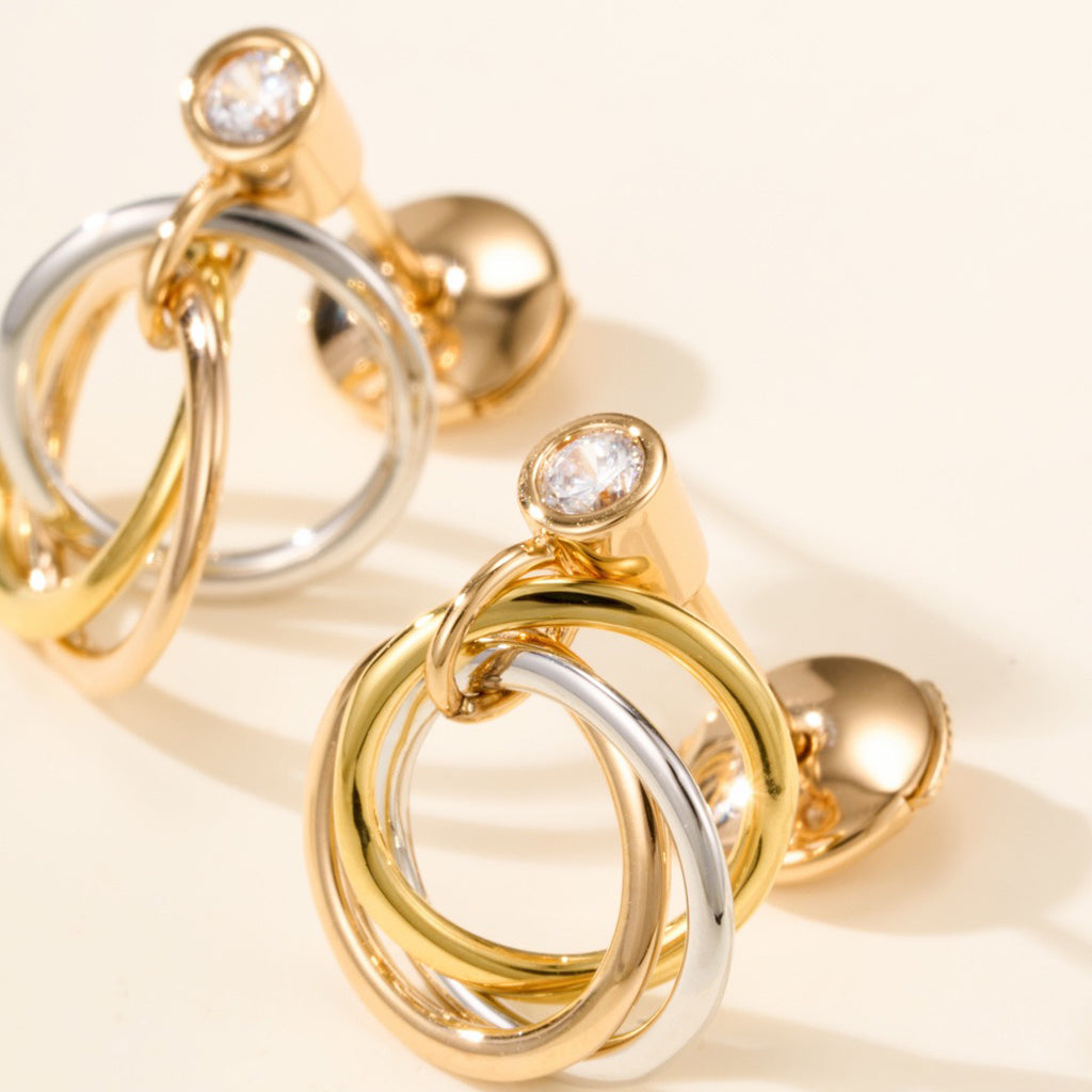 [Cadisa] TRINITY ON DIAMOND  EARRINGS
