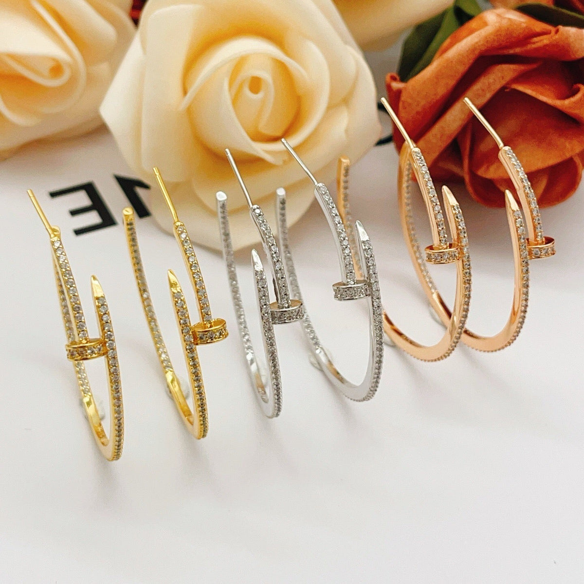 [Cadisa] JUSTE FULL DIAMOND LARGE EARRINGS