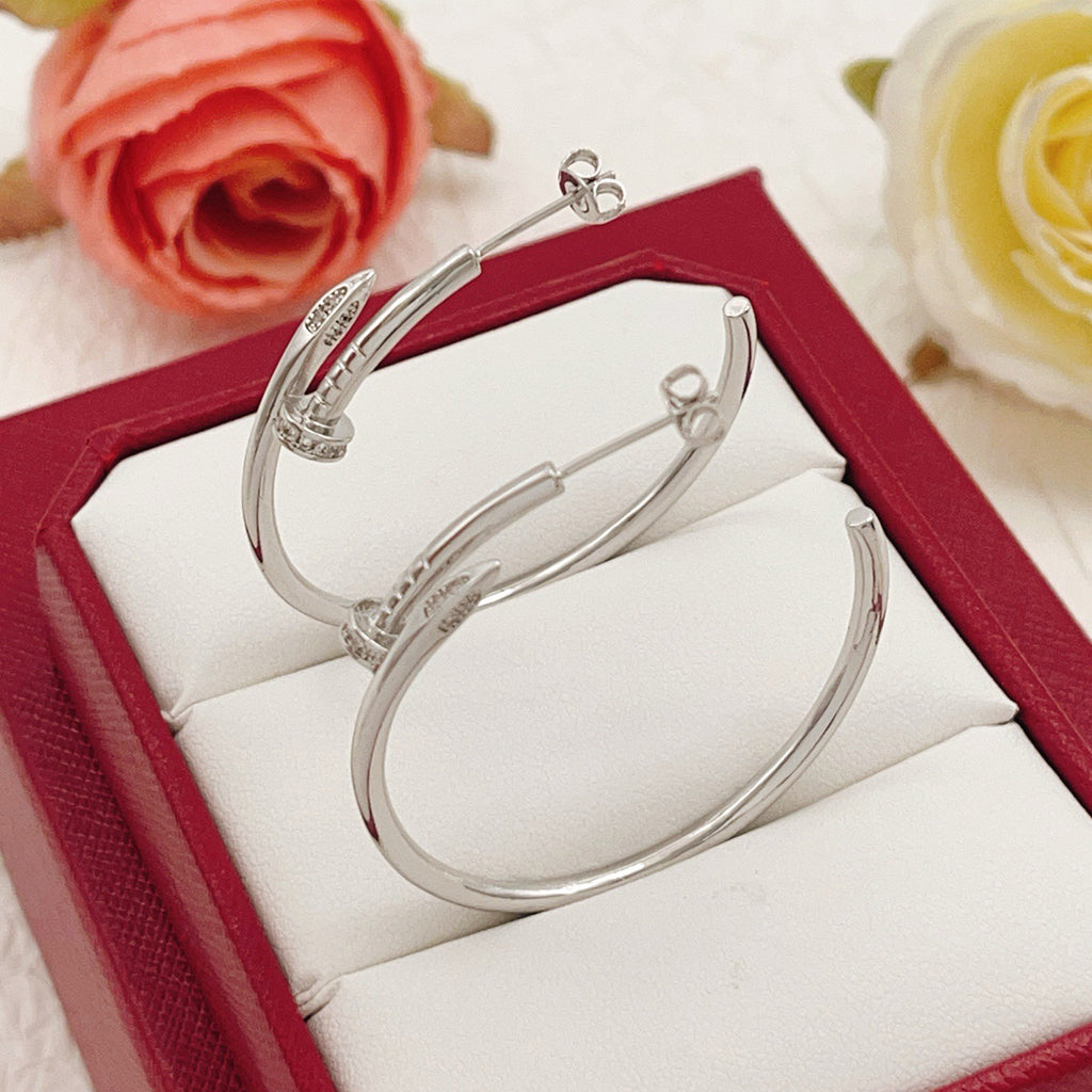 [Cadisa] JUSTE HALF DIAMOND LARGE EARRINGS