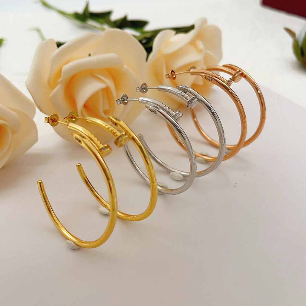 [Cadisa] JUSTE HALF DIAMOND LARGE EARRINGS