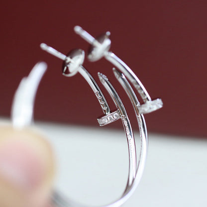 [Cadisa] JUSTE HALF DIAMOND LARGE EARRINGS