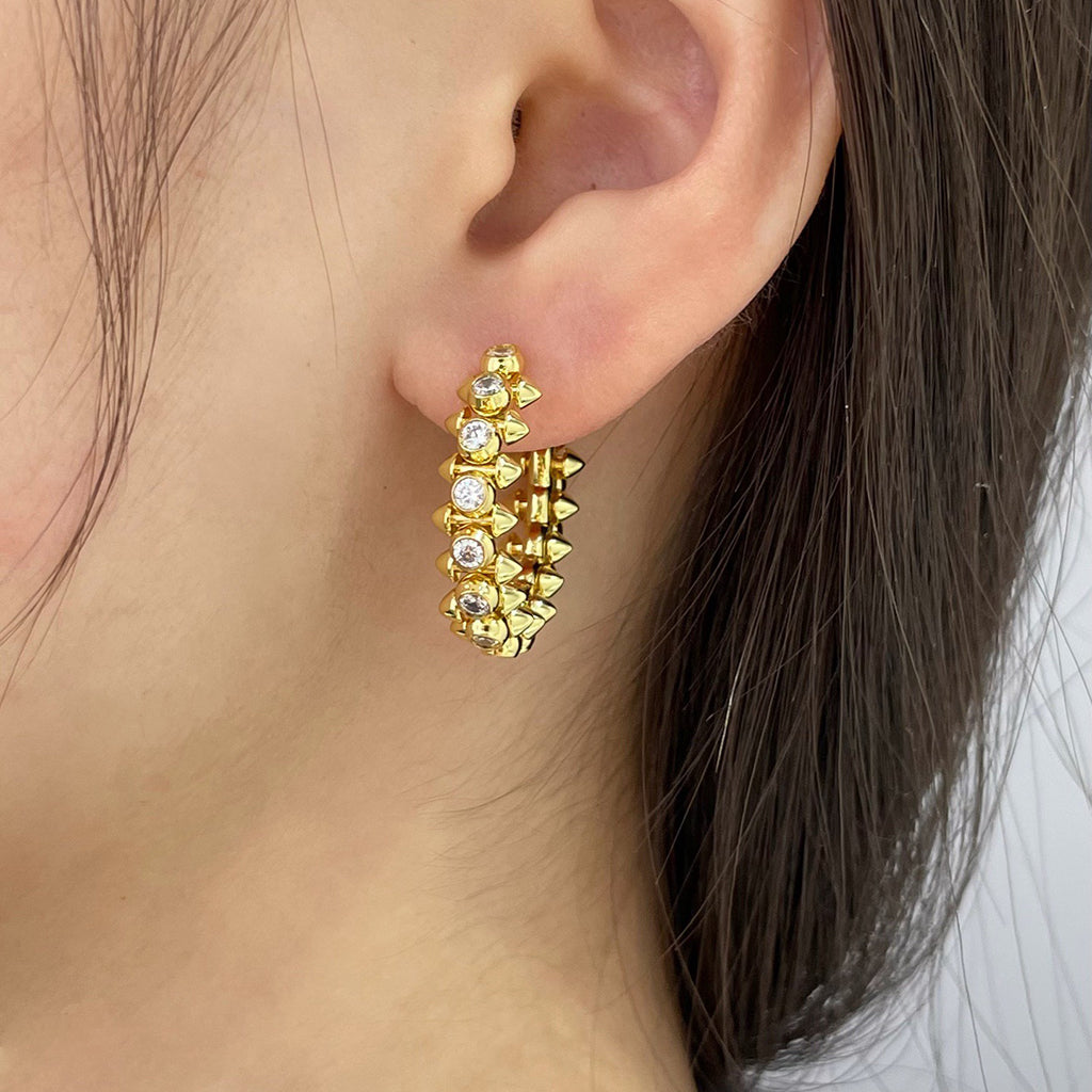 [Cadisa] CLASH FULL DIAMOND MEDIUM EARRINGS