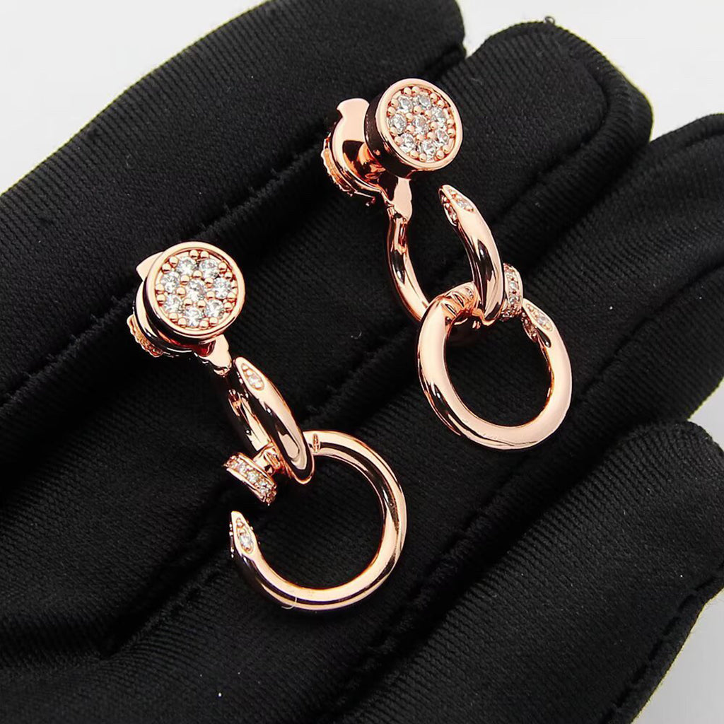 [Cadisa] JUSTE HALF DIAMOND DOUBLE EARRINGS