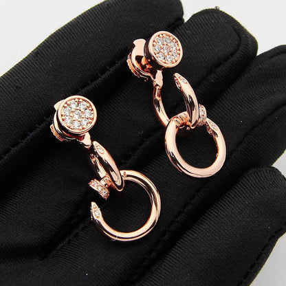 [Cadisa] JUSTE HALF DIAMOND DOUBLE EARRINGS
