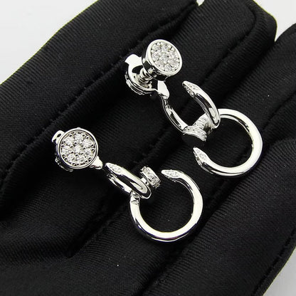 [Cadisa] JUSTE HALF DIAMOND DOUBLE EARRINGS