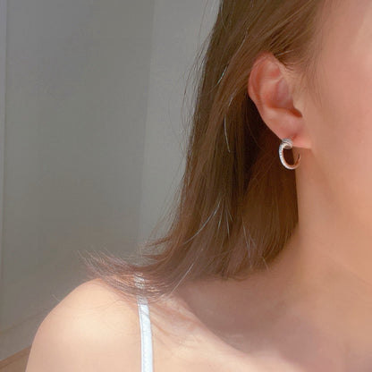 [Cadisa] JUSTE FULL DIAMOND DOUBLE EARRINGS