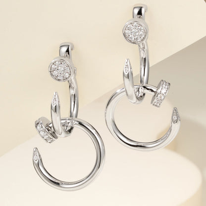 [Cadisa] JUSTE HALF DIAMOND DOUBLE EARRINGS