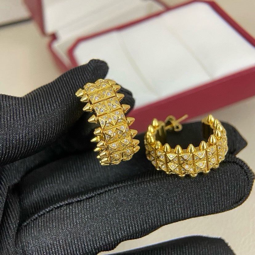 [Cadisa] CLASH 9.2MM FULL DIAMOND DOUBLE ROW EARRINGS