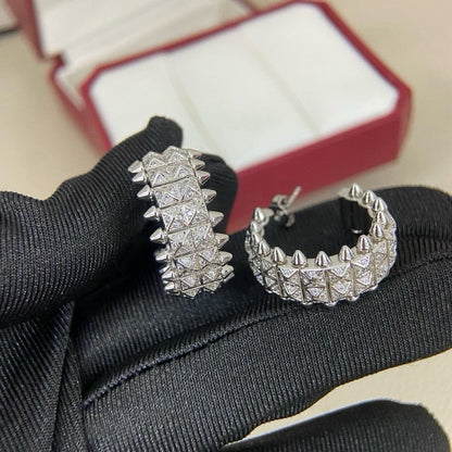 [Cadisa] CLASH 9.2MM FULL DIAMOND DOUBLE ROW EARRINGS
