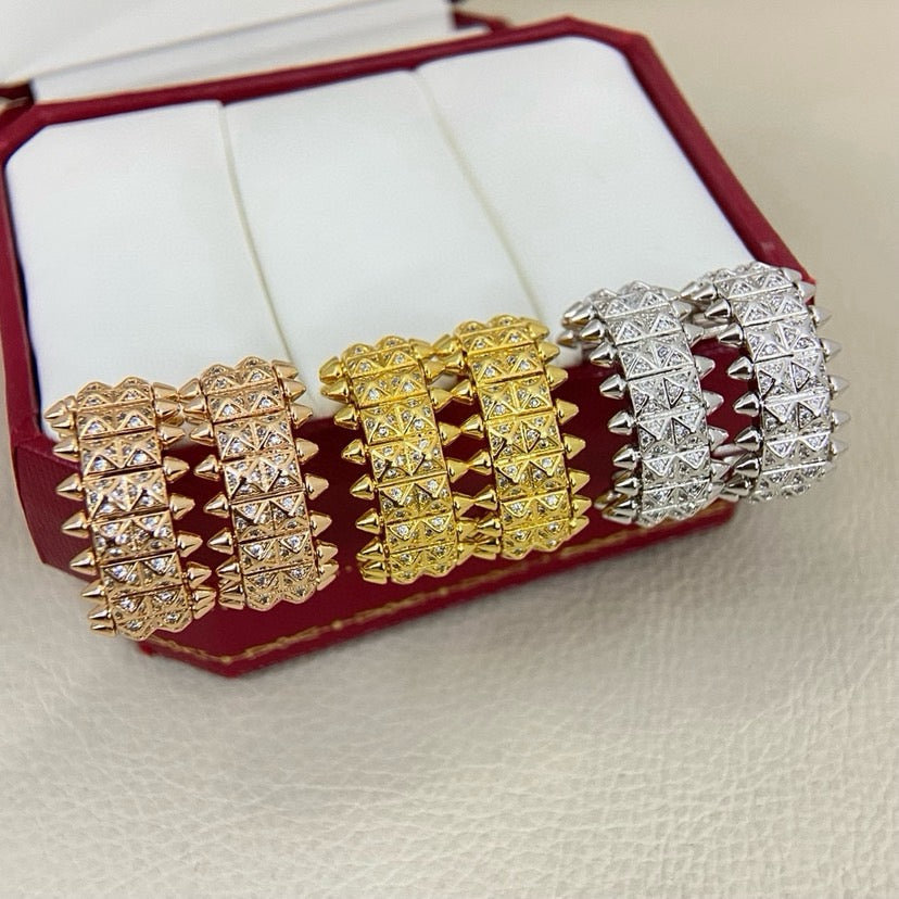 [Cadisa] CLASH 9.2MM FULL DIAMOND DOUBLE ROW EARRINGS