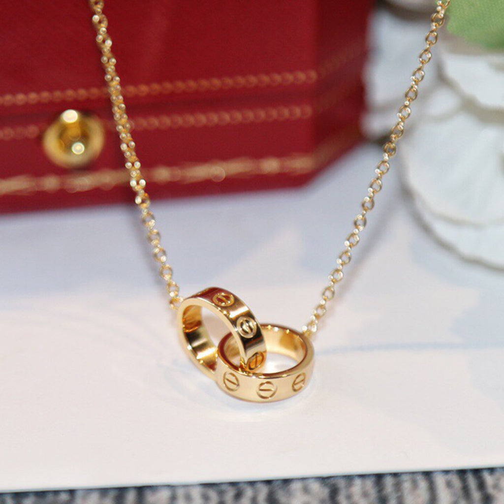 [Cadisa] LOVE DOUBLE RING NECKLACE