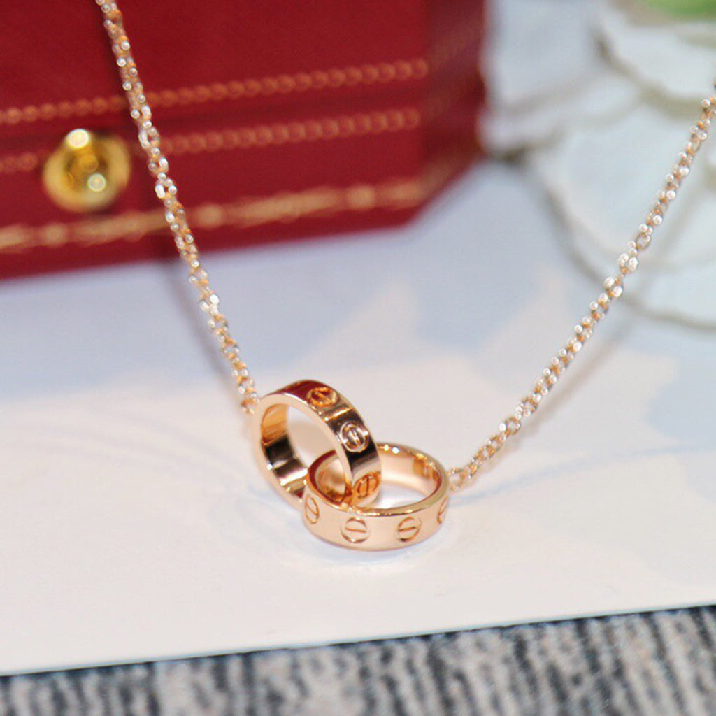 [Cadisa] LOVE DOUBLE RING NECKLACE