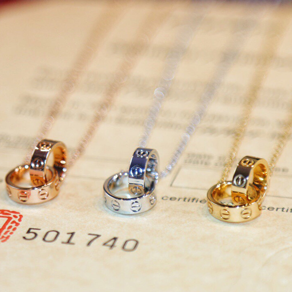 [Cadisa] LOVE DOUBLE RING NECKLACE