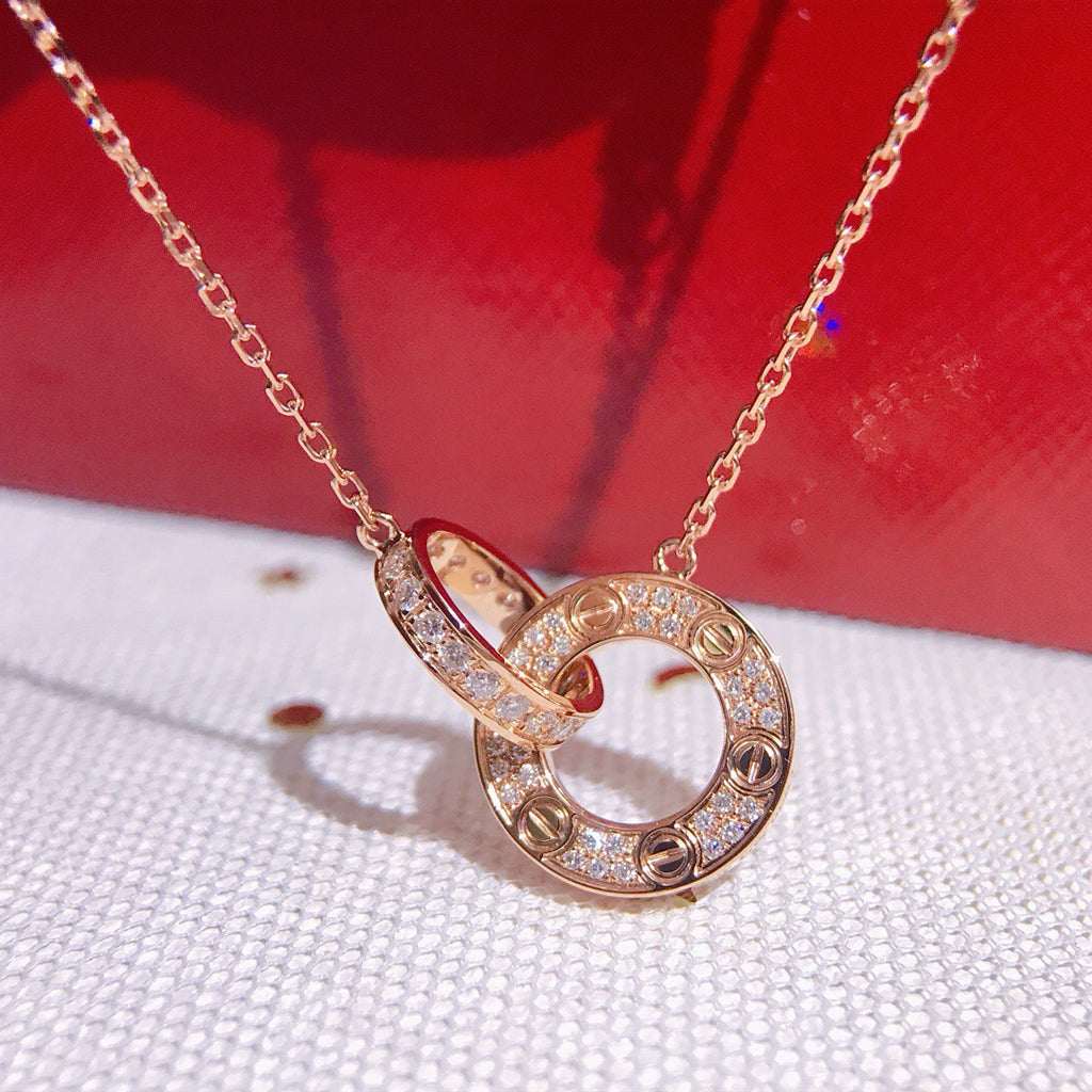 [Cadisa] LOVE  FULL DIAMOND PENDANT NECKLACE