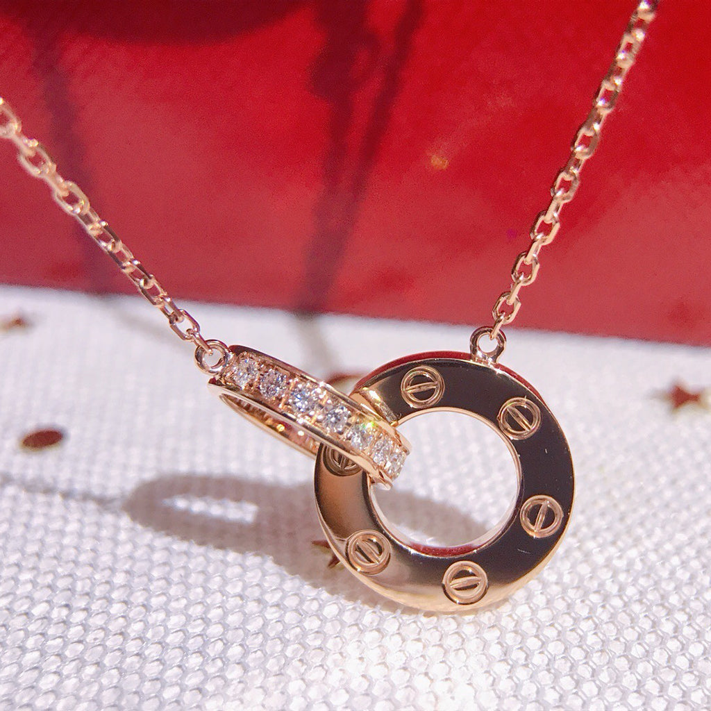 [Cadisa] LOVE  FULL DIAMOND PENDANT NECKLACE