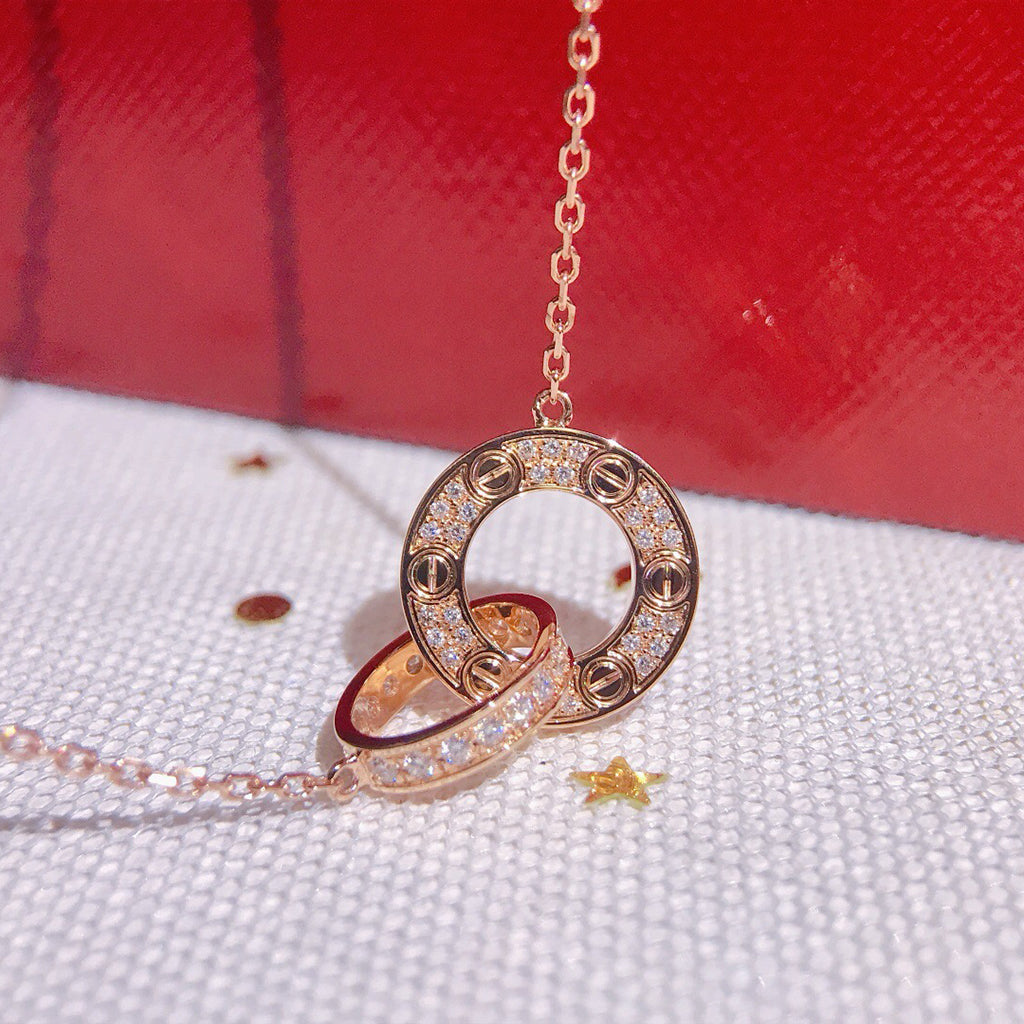 [Cadisa] LOVE  FULL DIAMOND PENDANT NECKLACE