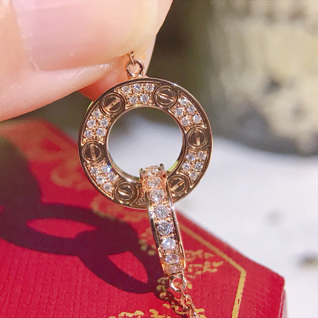[Cadisa] LOVE  FULL DIAMOND PENDANT NECKLACE